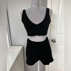 Forever 21 Black Knit Bralette and Shorts Set